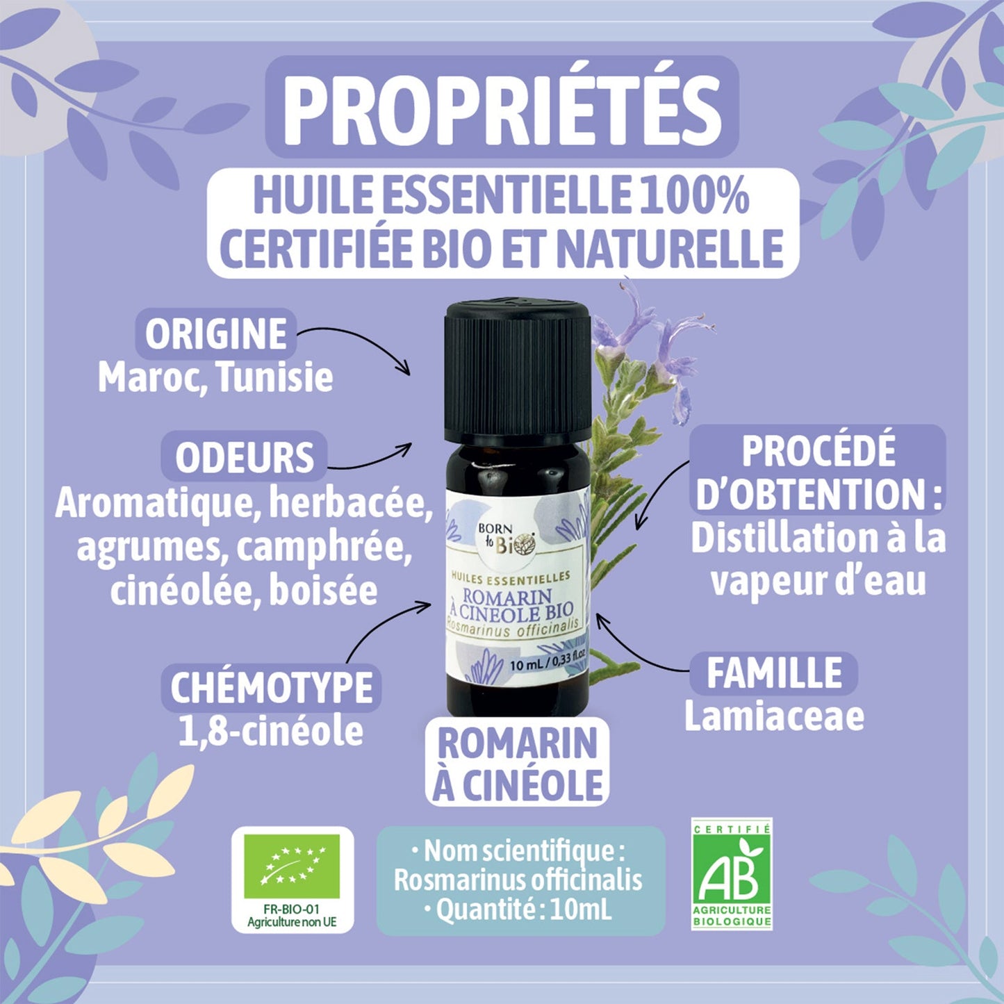 Huile essentielle Romarin à cinéole Certifiée Bio-1