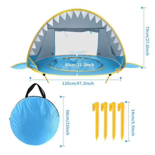 Pop-Up Baby Beach Tent with UV Protection & Built-In Mini Pool – Perfect Summer Shade